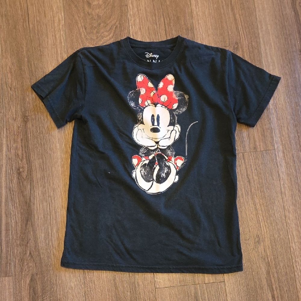 Disney Black Tee with Minnie Mouse and Red Bow